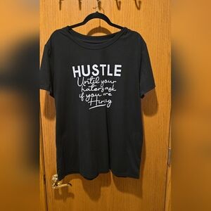 2x Black Graphic Tee "Hustle Until Your Haters Ask if You're Hiring " Worn Once